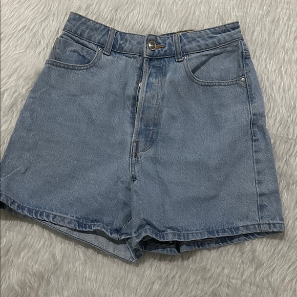 Zara high waist blue denim button fly summer shorts - Picture 1 of 6